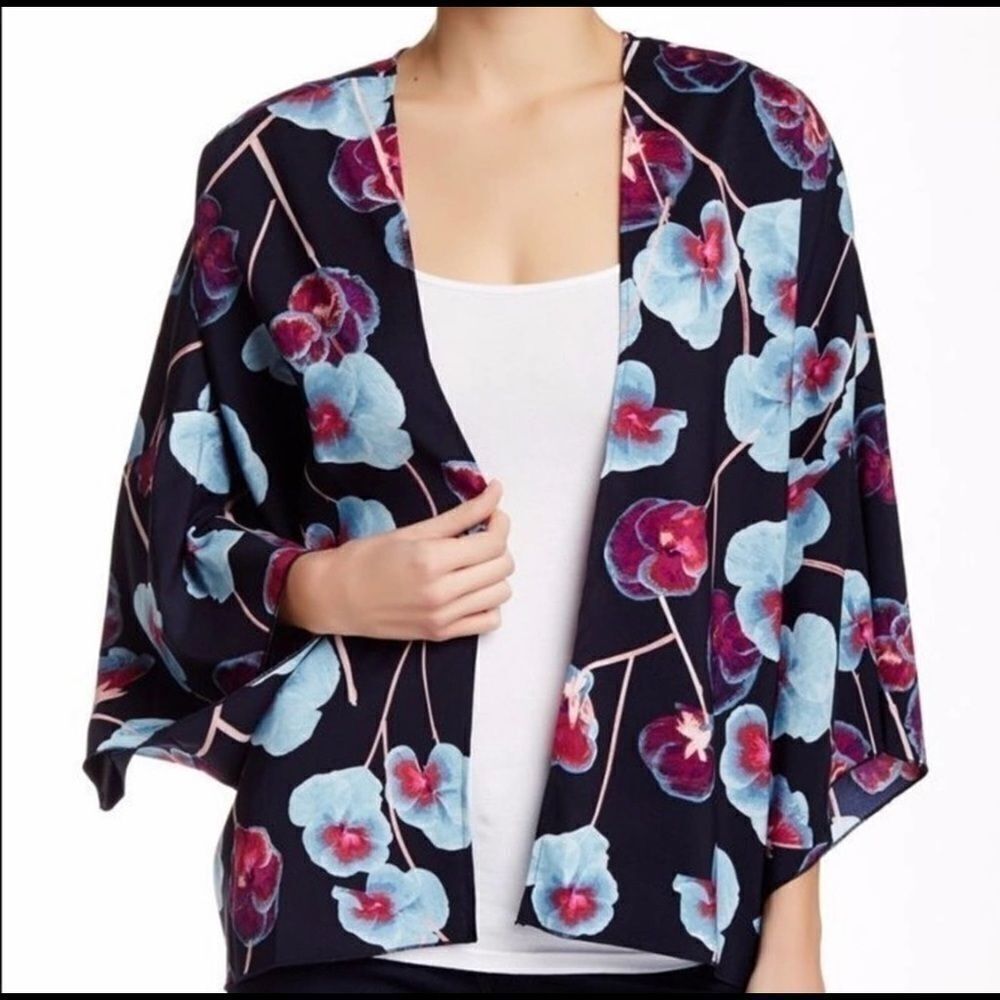 1. State floral open draped kimono cardigan XS